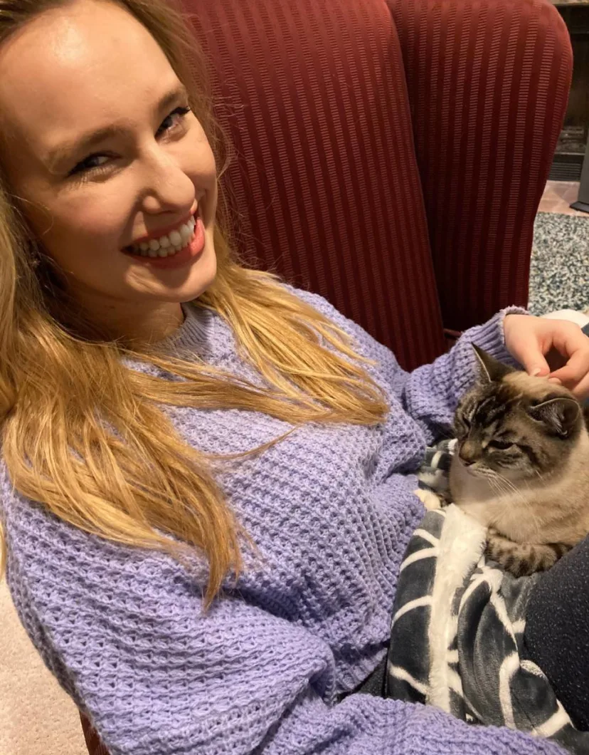 Lauren with cat.